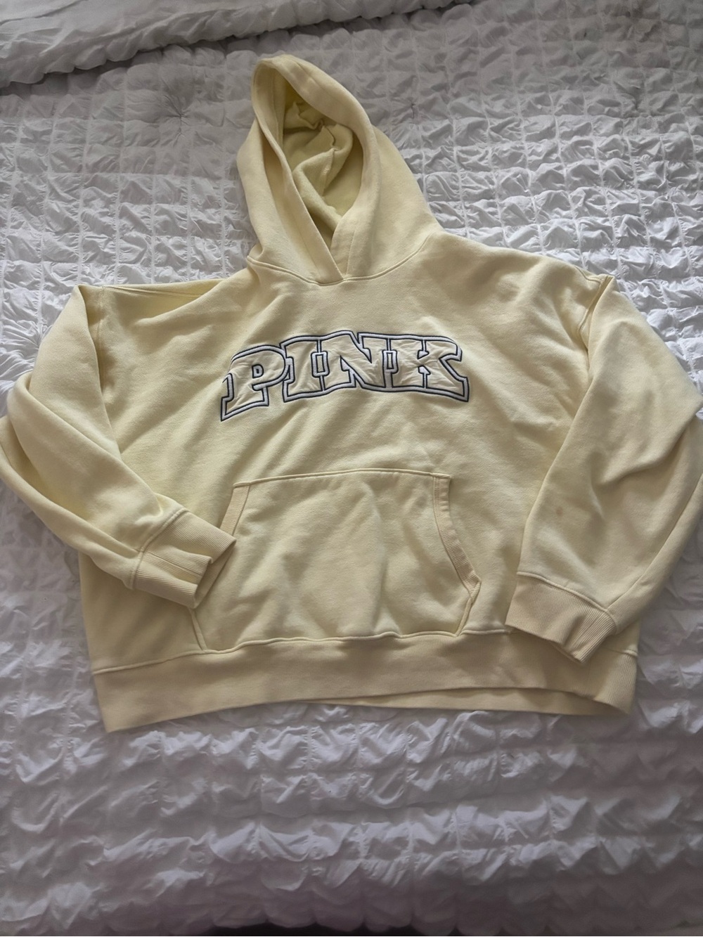 PINK Size Large Butter Yellow Hoodie